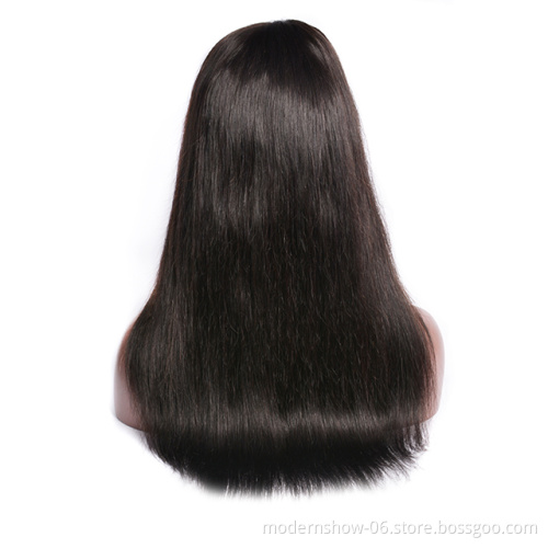 100% Unprocessed Virgin Silky Straight Human Hair Wigs Raw Cuticle Aligned Brazilian Hair 4*4 Lace Closure Wig For Women